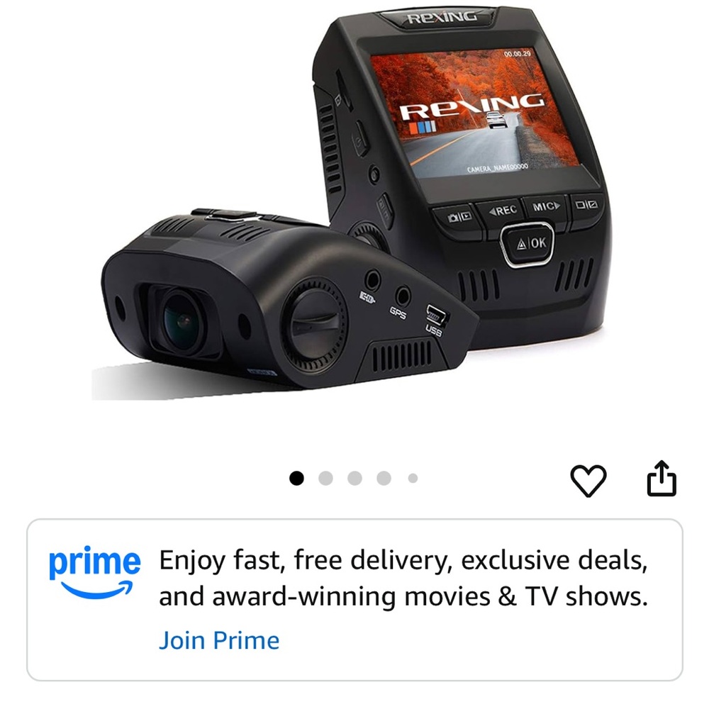 V1 Black On-Dash Camera with Wide-Angle Lens and LCD Display